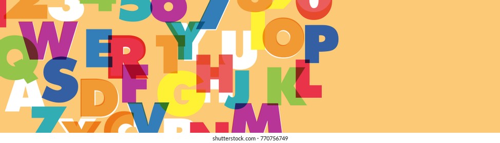 banner Flat abstract vector background with letter of a keyboard. Writer  and typewrite concept