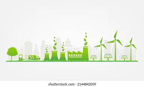 Banner flat design elements for sustainable energy development, Environmental and Ecology concept, Vector illustration.