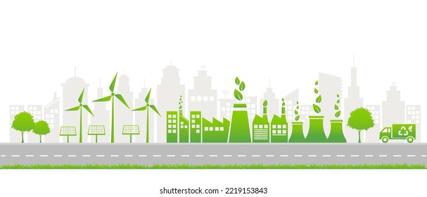 Diseño plano de pancarta para el desarrollo de energía sostenible, concepto ambiental y ecológico, ilustración vectorial