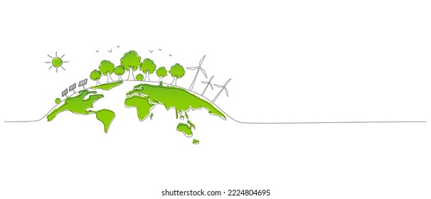 Banner flat design world Environmental, Ecology friendly and sustainability development concept, Vector illustration