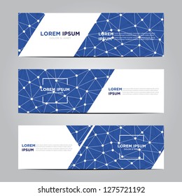 banner with flat geometric pattern. blue  background. Modern vector template. Eps 10