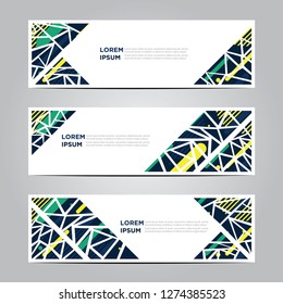 banner with flat geometric pattern. Cool colorful backgrounds. Modern vector template. Eps 10
