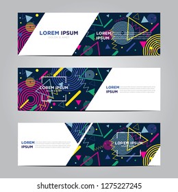 banner with flat geometric pattern. Cool colorful backgrounds. Modern vector template. Eps 10