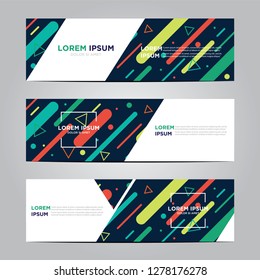 banner with flat geometric pattern. Cool colorful backgrounds. Modern vector template. Eps 10