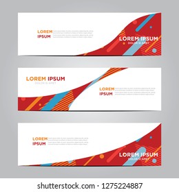 banner with flat geometric pattern. Red background. Modern vector template. Eps 10