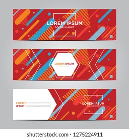 banner with flat geometric pattern. Red background. Modern vector template. Eps 10