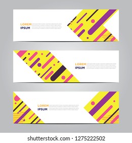 banner with flat geometric pattern. Yellow background. Modern vector template. Eps 10 