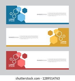 BANNER. Flat geometric shape, minimal concept background. Business and corporate horizontal banner vector template.