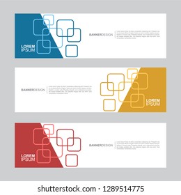 BANNER. Flat geometric shape, minimal concept background. Business and corporate horizontal banner vector template.