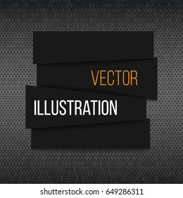 Banner of flat realistic stripes with shadows. Black square with text. Place for your projects. Web Vector Illustration