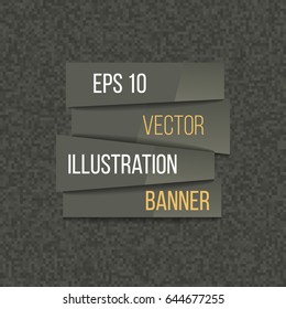 Banner of flat stripes with shadows. Gray square with text. Place for your projects. Web Vector Illustration
