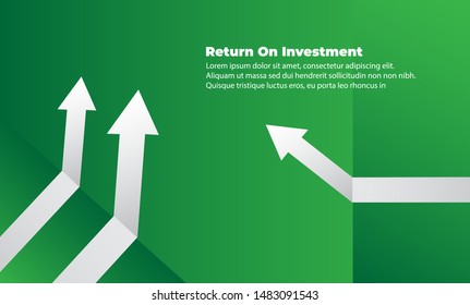 banner flat style vector illustration. business arrow target direction concept to success. Finance growth vision rising up. Return on investment ROI. Return on equity ROE. Return on Asset ROA