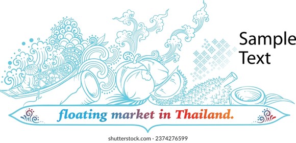 Banner-Floating-Markt auf thailändischem Hintergrund