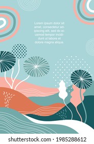 Banner, floral backgraund with abstract plants and place for text
