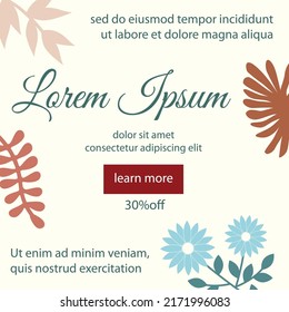 banner floral background, vector template