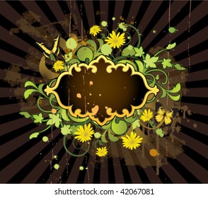 Banner with floral elements on a dark background
