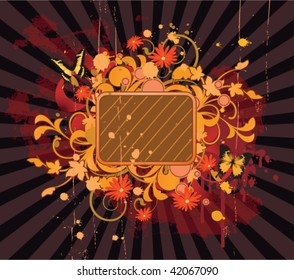 Banner with floral elements on a dark background