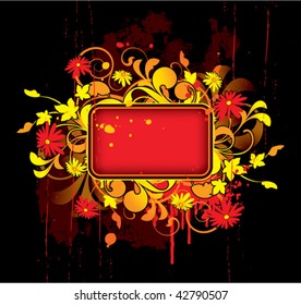 Banner with floral elements on a dark background