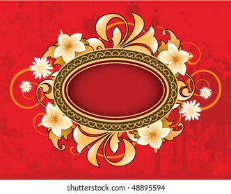 Banner with floral elements on a red background