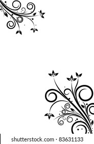 Banner with floral elements on white background