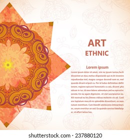 Banner with floral ornaments, flowers, leaves. Mandala. Vector illustration.