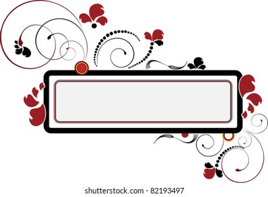 Banner with the flower and beads on a background frame