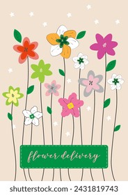 Entrega de flores de banner. Diseño vectorial
