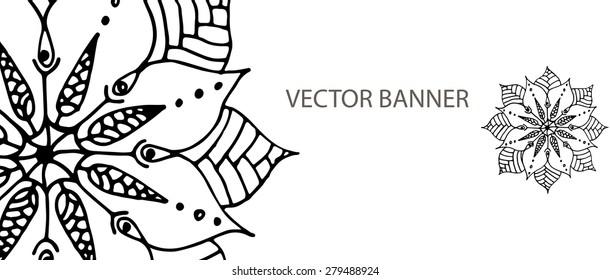 Banner with flower mandala in vector