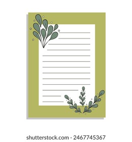 A banner with flowers and branches on a white background. A set of sheets of paper and bookmarks for a daily planner.