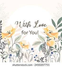Banner with flowers and branches in vector. Beautiful floral background decor in vector.