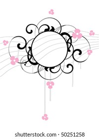 Banner with flowers and design elements on a white backround