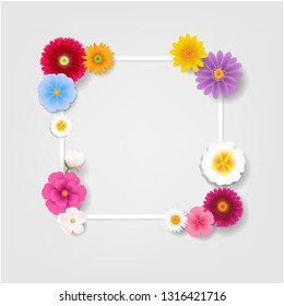Banner With Flowers With Gradient Mesh, Vector Illustration