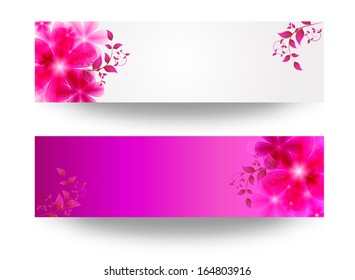 banner with flowers and leaves