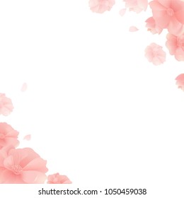 Banner Con Flores Y Fondo Blanco Con Malla Gradiente, Ilustración Vectorial