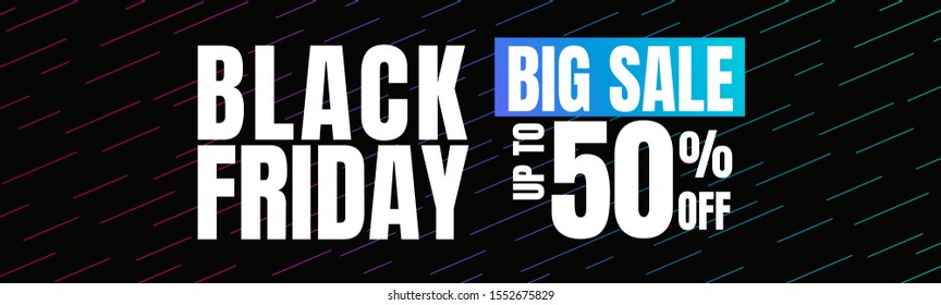 Banner, flyer or poster design for Black Friday promotion. Background design of trend lines and colors. Vector