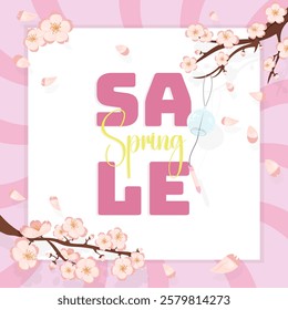 banner flyer for spring sale with flowers and place for text