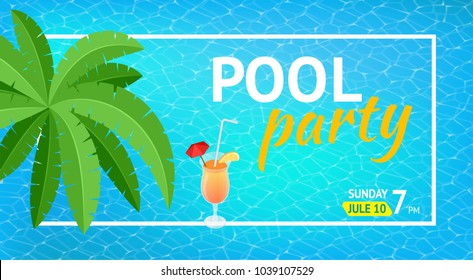 Banner or flyer for Summer Beach Party. Aloha Summer. Vector illustration. Invitation to nightclub. Web banner of summer vacation.
