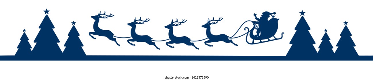 Banner Flying Christmas Sleigh With Forest Blue