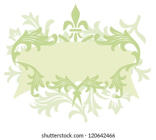 Banner With Foliage And Fleur De Lis