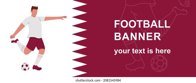 Banner football cup 2022. Qatar flag. Sports poster.