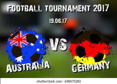 Banner football match Australia vs Germany.  Vector illustration