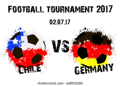 Banner football match Germany vs Chile. Vector illustration