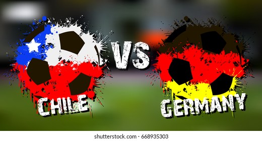 Banner football match Germany vs Chile. Vector illustration
