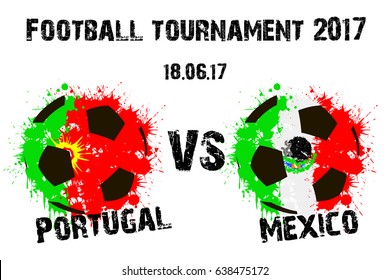 Banner football match Portugal vs Mexico.  Vector illustration