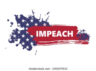 banner in the form of an abstract American flag with the inscription impeachment