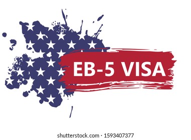 banner in the form of an abstract American flag with text of EB-5 Visa