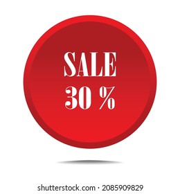 banner in the form of a red button sale 30%