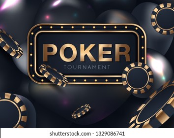 Banner with four aces and a several back side playing cards on black background. Winning poker hand