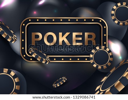 Banner with four aces and a several back side playing cards on black background. Winning poker hand