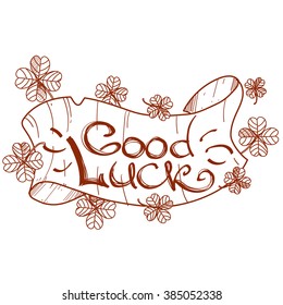 banner with the four-leaf clover. Congratulations to the St. Patrick's Day.